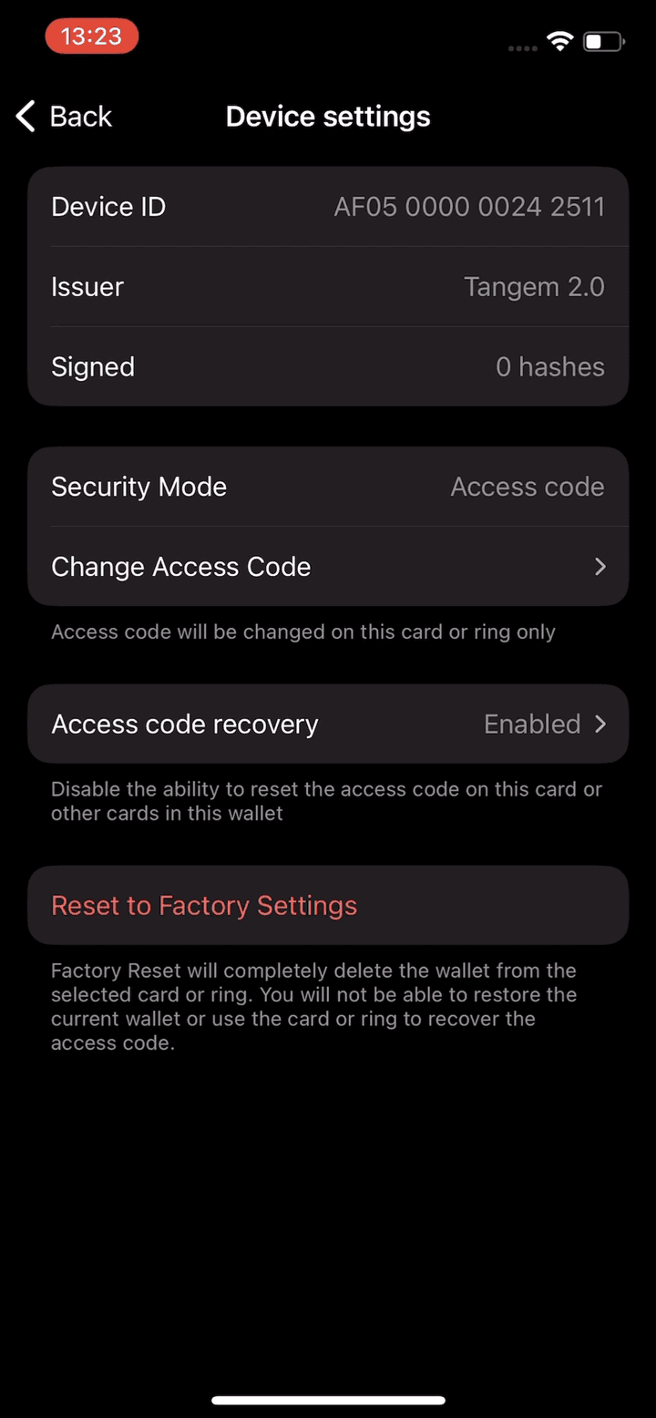 Tangem app UI IOS